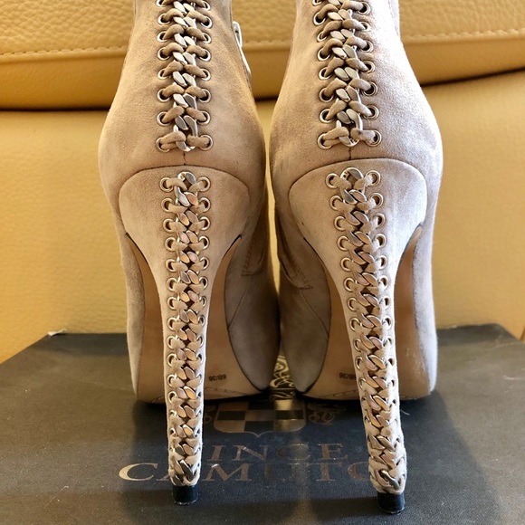 Vince Camuto metal chain lace-up ankle booties - Picture 5 of 5